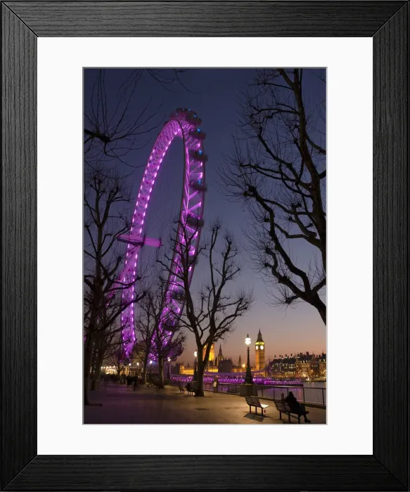 Framed Print : London Eye and Big Ben, South bank, London, England Framed Print : London Eye and Big Ben, South bank, London, England