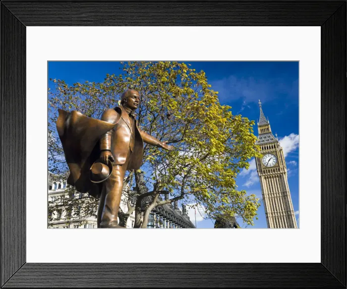 Framed Print : Statue of former prime minister Lloyd George & Big Ben, London, England Framed Print : Statue of former prime minister Lloyd George & Big Ben, London, England