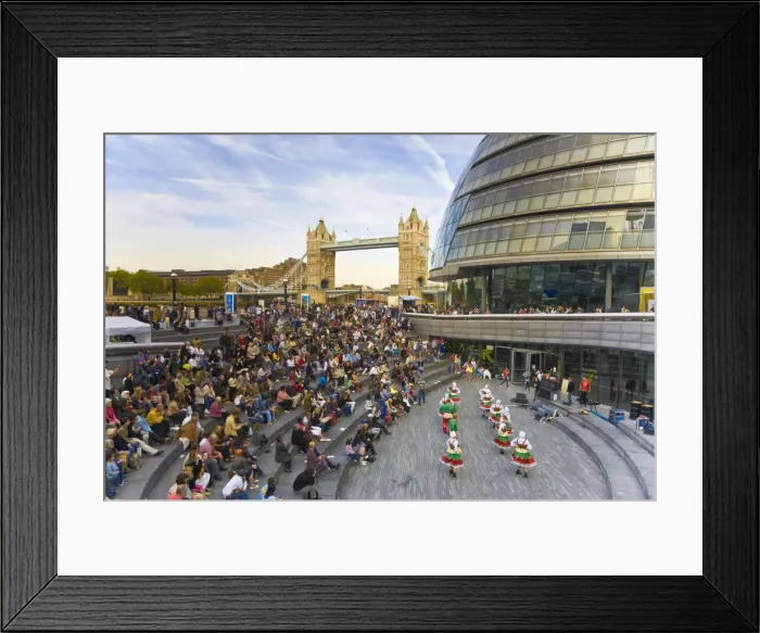Framed Print : England, London, City Hall and Tower Bridge, Thames Festival, Russian Dance group Framed Print : England, London, City Hall and Tower Bridge, Thames Festival, Russian Dance group