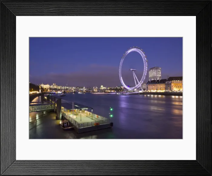 Framed Print : River Thames and Millennium Wheel, London, England