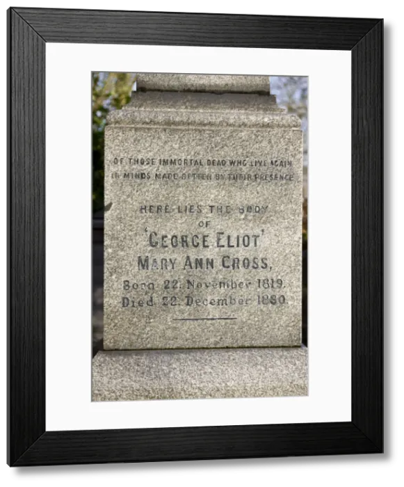 Framed Print : George Eliot grave, Highgate Cemetery, London, England Framed Print : George Eliot grave, Highgate Cemetery, London, England