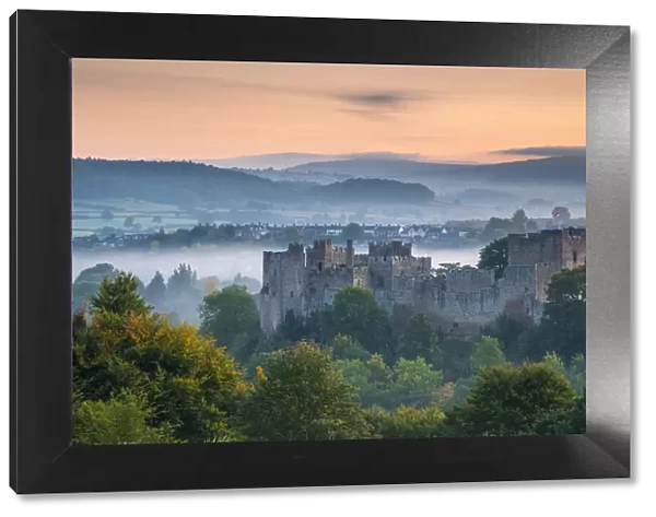 UK, England, Shropshire, Ludlow, Ludlow Castle at Sunrise