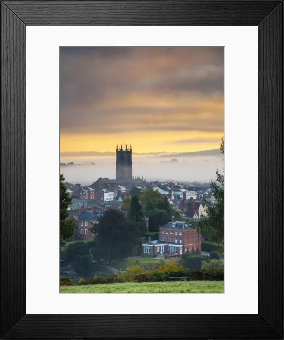 Framed Print : UK, England, Shropshire, Ludlow, St Laurences Church at sunrise
