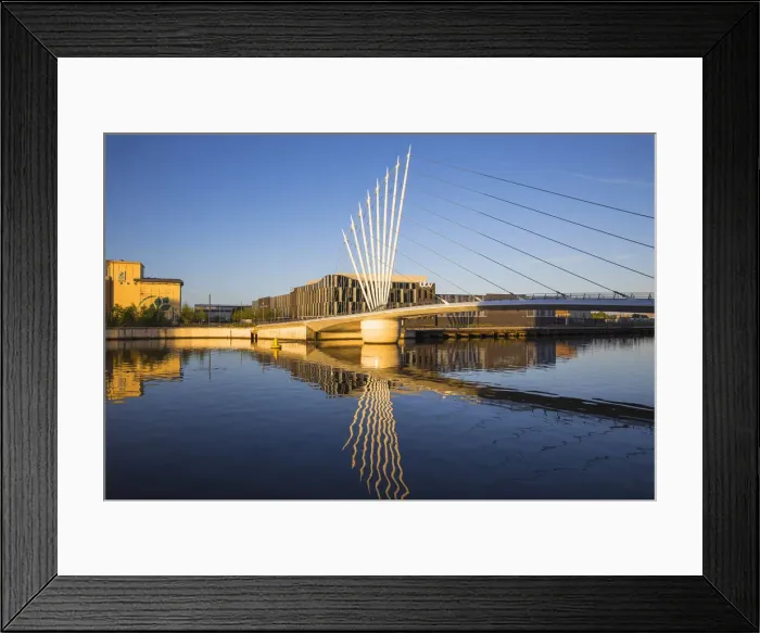 Framed Print : UK, England, Manchester, Salford, Salford Quays, ITV studios and Media City footbridge Framed Print : UK, England, Manchester, Salford, Salford Quays, ITV studios and Media City footbridge