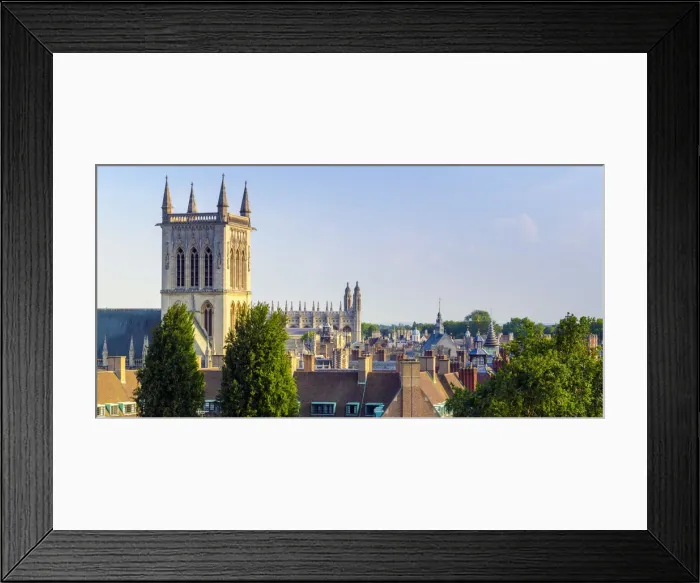 Framed Print : UK, England, Cambridge, St. Johns College Capel tower, Kings College Chapel