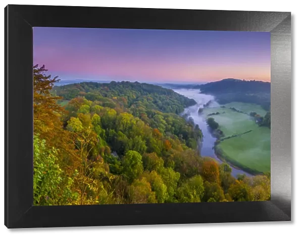 UK, England, Herefordshire, view north along River Wye from Symonds Yat Rock