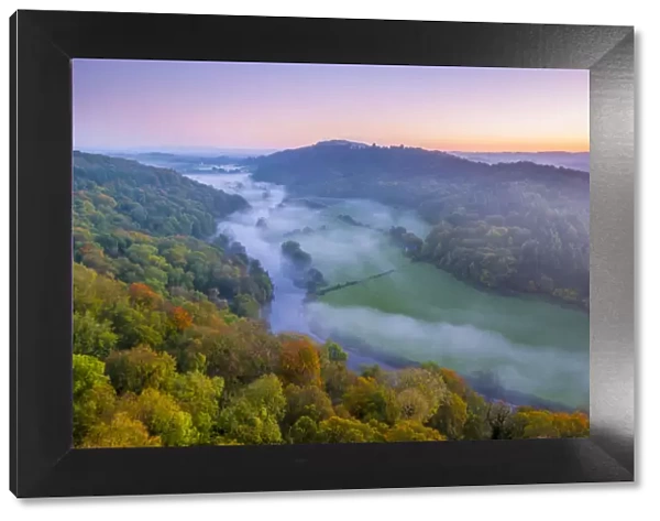 UK, England, Herefordshire, view north along River Wye from Symonds Yat Rock