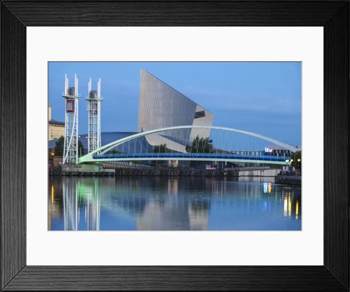 Framed Print : UK, England, Manchester, Salford, Salford Quays, Millennium Bridge also known as Framed Print : UK, England, Manchester, Salford, Salford Quays, Millennium Bridge also known as
