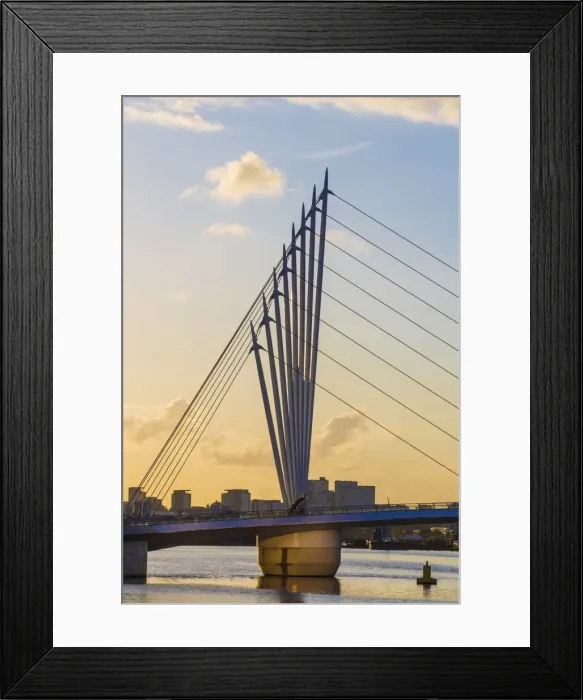 Framed Print : UK, England, Manchester, Salford, Salford Quays, Media City footbridge Framed Print : UK, England, Manchester, Salford, Salford Quays, Media City footbridge