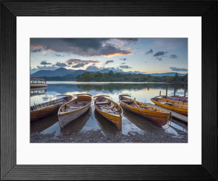 Framed Print : UK, England, Cumbria, Lake District, Derwentwater, Keswick, Rowing Boats for hire