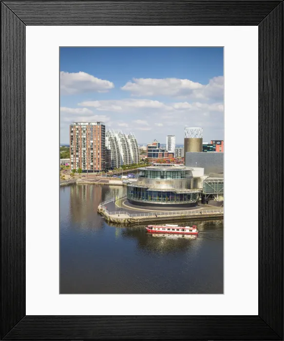 Framed Print : UK, England, Manchester, Salford, View of Salford Quays looking towards the Lowry Theatre Framed Print : UK, England, Manchester, Salford, View of Salford Quays looking towards the Lowry Theatre