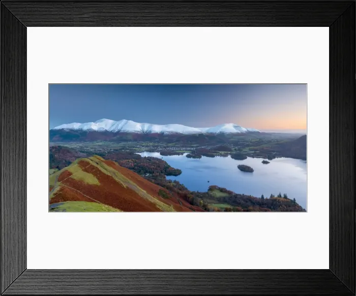 Framed Print : UK, England, Cumbria, Lake District, Derwentwater, Skiddaw and Blencathra mountains