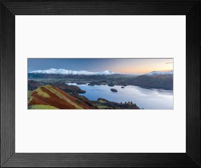 Framed Print : UK, England, Cumbria, Lake District, Derwentwater, Skiddaw and Blencathra mountains