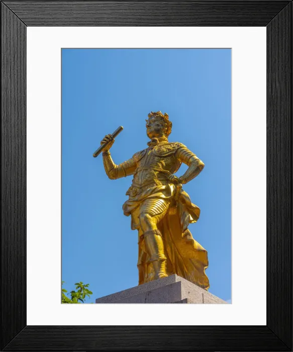Framed Print : UK, Channel Islands, Jersey, St Helier, Royal Square, King George II Statue Framed Print : UK, Channel Islands, Jersey, St Helier, Royal Square, King George II Statue