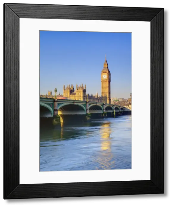 Framed Print : UK, England, London, Westminster Bridge over River Thames and Big Ben