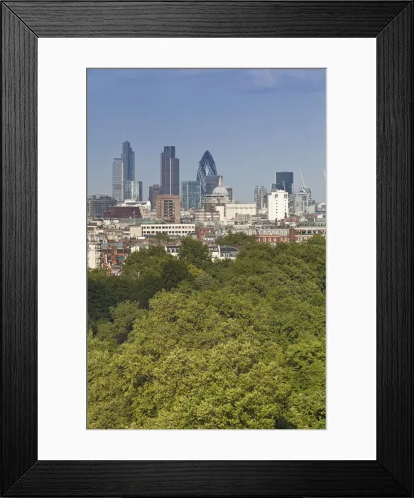 Framed Print : City of London skyline above Hyde Park, London, England, UK Framed Print : City of London skyline above Hyde Park, London, England, UK