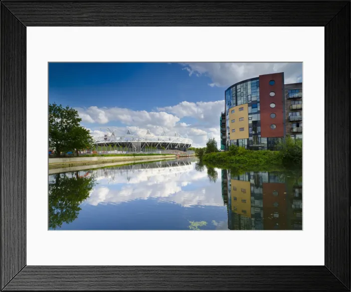 Framed Print : UK, England, London, Hackney Wick, River Lee Navigation and London 2012 Olympic Stadium Framed Print : UK, England, London, Hackney Wick, River Lee Navigation and London 2012 Olympic Stadium