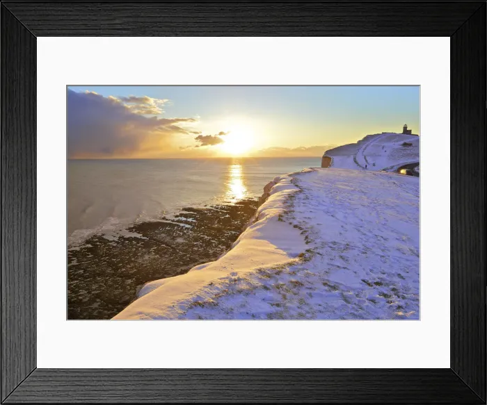 Framed Print : Belle Tout Lighthouse At A Snow Covered Beachy Head, Eastbourne Downland Estate Framed Print : Belle Tout Lighthouse At A Snow Covered Beachy Head, Eastbourne Downland Estate