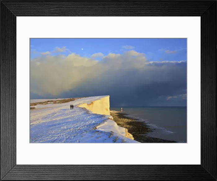 Framed Print : Snow Covered Beachy Head And Lighthouse, Eastbourne Downland Estate, Eastbourne, East Framed Print : Snow Covered Beachy Head And Lighthouse, Eastbourne Downland Estate, Eastbourne, East