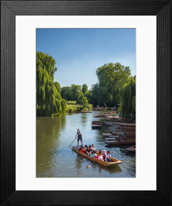 Framed Print : UK, England, Cambridgeshire, Cambridge, River Cam and Mill Pond, Punting