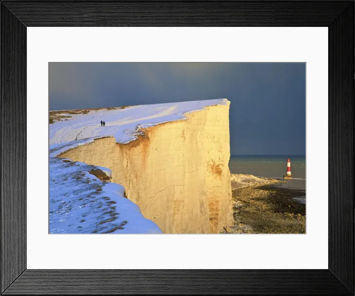Framed Print : Snow Covered Beachy Head And Lighthouse, Eastbourne Downland Estate, Eastbourne, East Framed Print : Snow Covered Beachy Head And Lighthouse, Eastbourne Downland Estate, Eastbourne, East