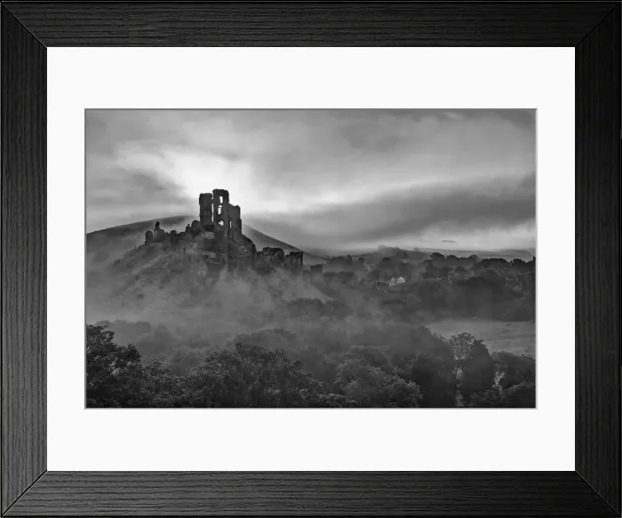 Framed Print : UK, England, Dorset, Corfe Castle at sunrise Framed Print : UK, England, Dorset, Corfe Castle at sunrise