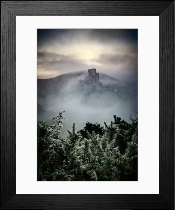 Framed Print : UK, England, Dorset, Corfe Castle at sunrise Framed Print : UK, England, Dorset, Corfe Castle at sunrise