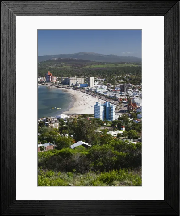 Framed Print : Uruguay, Piriapolis, resort town from Cerro San Antonio hill, morning