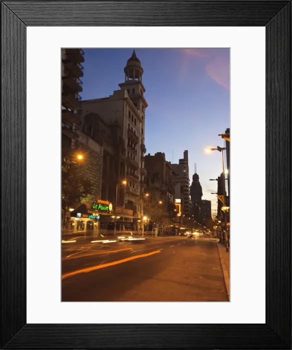 Framed Print : Dusk, Avenue 18th of July, Montevideo, Uruguay Framed Print : Dusk, Avenue 18th of July, Montevideo, Uruguay