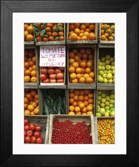 Framed Print : A Greengrocers Fruits and Vegetables display, Montevideo Ciudad Vieja district, Uruguay Framed Print : A Greengrocers Fruits and Vegetables display, Montevideo Ciudad Vieja district, Uruguay