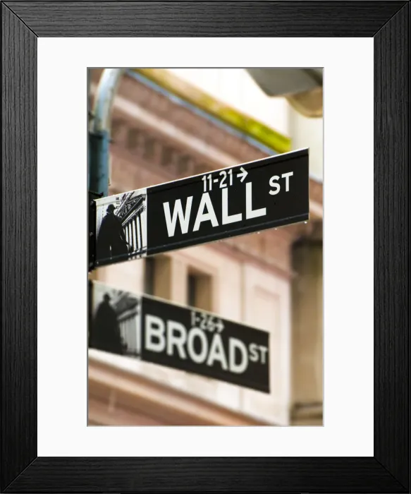 Framed Print : USA, New York, Manhattan, Wall Street signs Framed Print : USA, New York, Manhattan, Wall Street signs