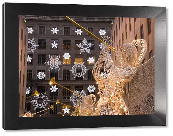 New York City Manhattan Rockefeller Center Christmas decorations and Saks Department