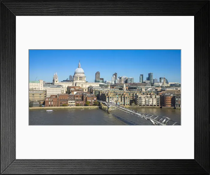 Framed Print : St Pauls cathedral and Millennium Bridge, London, England, UK Framed Print : St Pauls cathedral and Millennium Bridge, London, England, UK