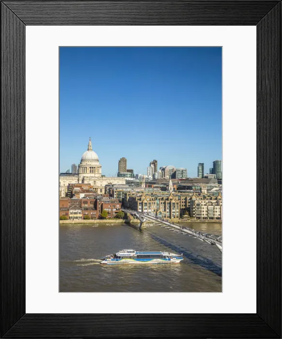 Framed Print : St Pauls cathedral and Millennium Bridge, London, England, UK Framed Print : St Pauls cathedral and Millennium Bridge, London, England, UK