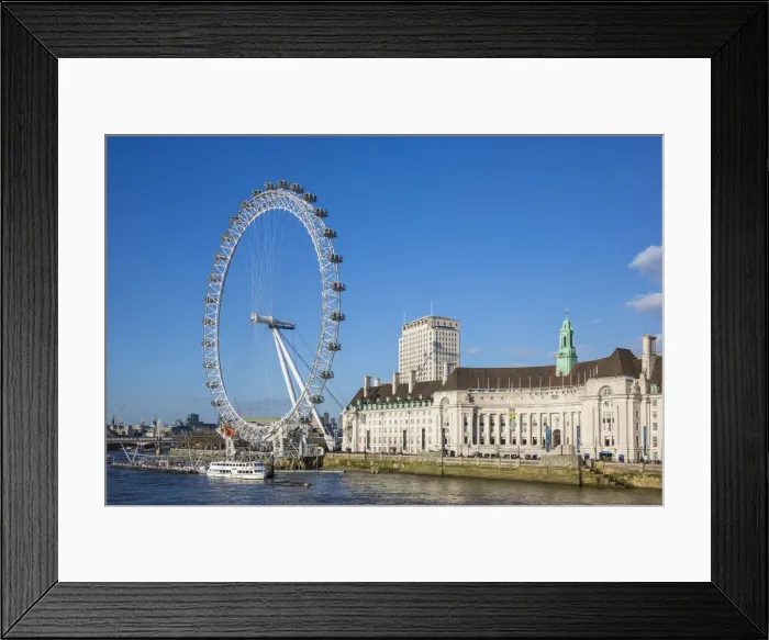 Framed Print : London Eye & County Hall, South Bank, London, England, UK Framed Print : London Eye & County Hall, South Bank, London, England, UK