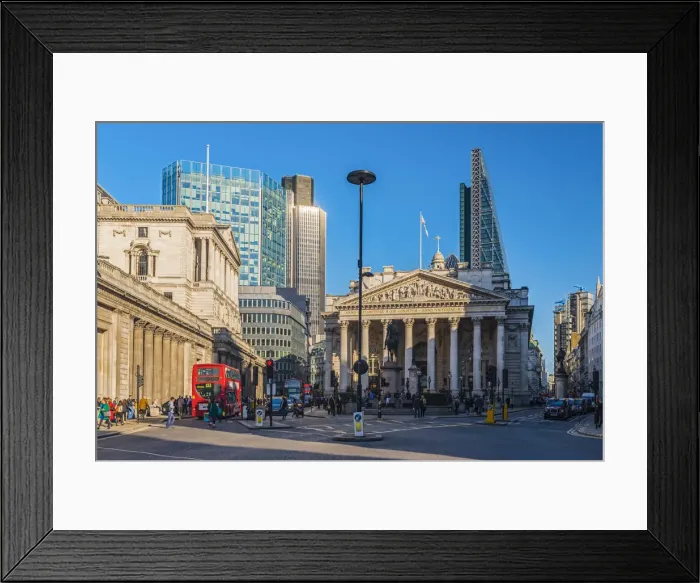 Framed Print : UK, England, London, The City, Bank of England (left) and the Royal Exchange, Tower 42 Framed Print : UK, England, London, The City, Bank of England (left) and the Royal Exchange, Tower 42