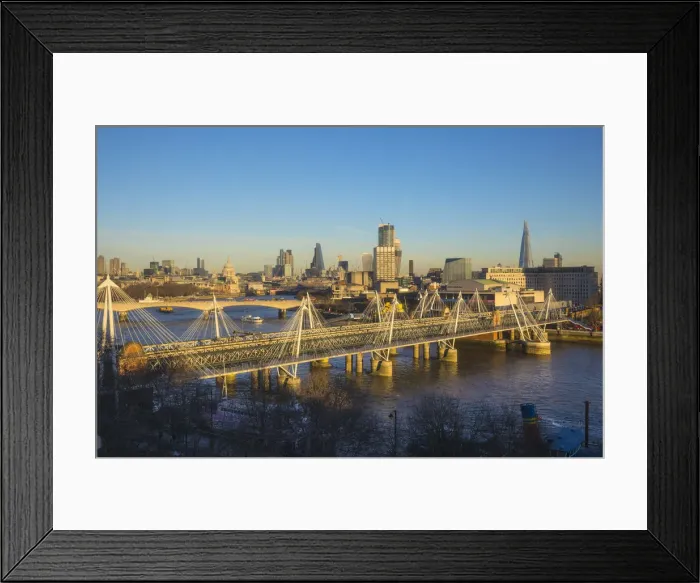 Framed Print : Hungerford Bridge and Golden Jubilee Bridges, River Thames, London, England, UK Framed Print : Hungerford Bridge and Golden Jubilee Bridges, River Thames, London, England, UK