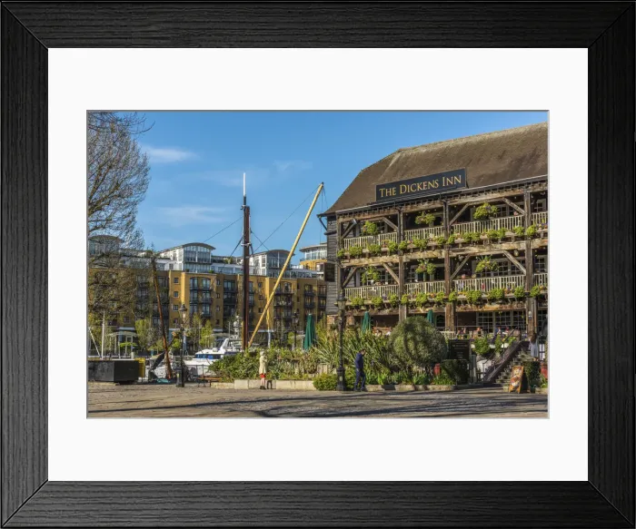 Framed Print : UK, England, London, St. Katharines Wharf, The Dickens Inn Framed Print : UK, England, London, St. Katharines Wharf, The Dickens Inn