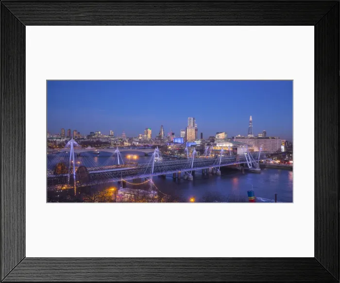 Framed Print : Hungerford Bridge and Golden Jubilee Bridges, River Thames, London, England, UK