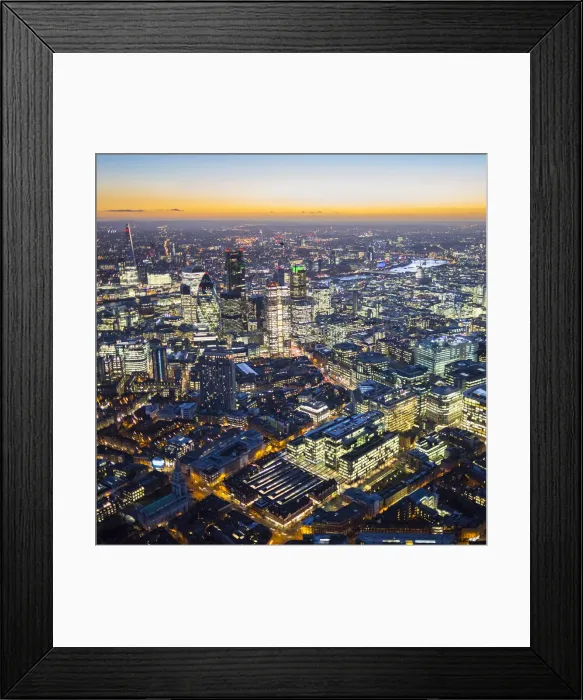 Framed Print : Aerial view of The Shard and City of London, London, England Framed Print : Aerial view of The Shard and City of London, London, England