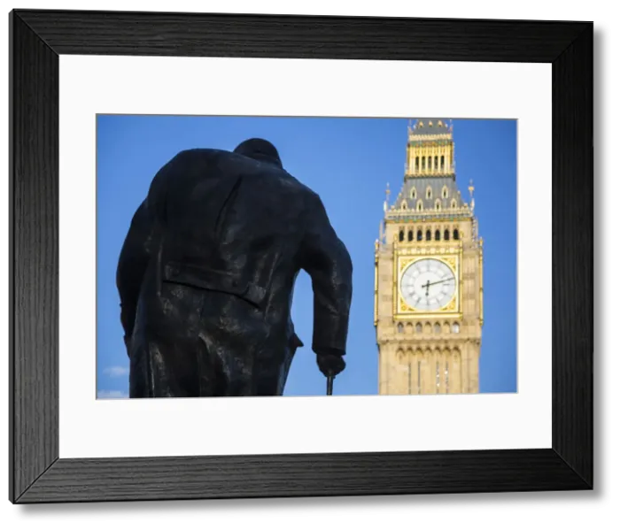 Framed Print : Churchill statue & Big Ben, Houses of Parliament, London, England, UK Framed Print : Churchill statue & Big Ben, Houses of Parliament, London, England, UK