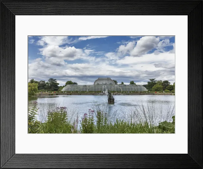 Framed Print : Palm House, pond, Kew gardens, London, England, UK Framed Print : Palm House, pond, Kew gardens, London, England, UK