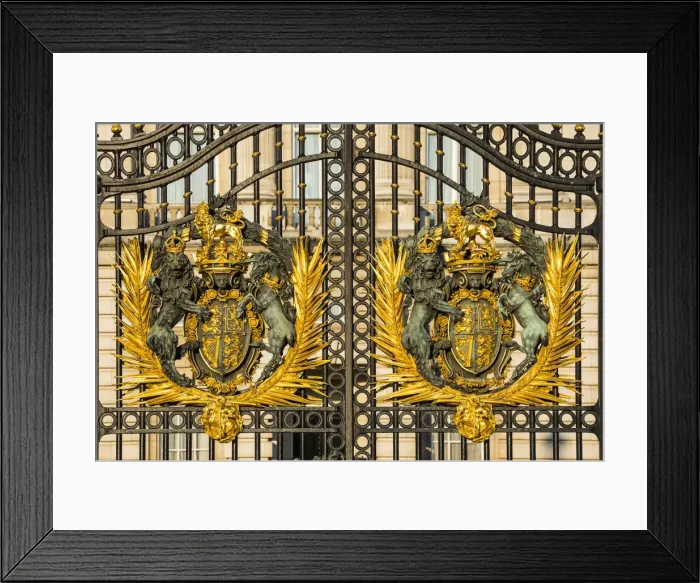 Framed Print : Detail of gates in front of Buckingham Palace, London, England, UK Framed Print : Detail of gates in front of Buckingham Palace, London, England, UK