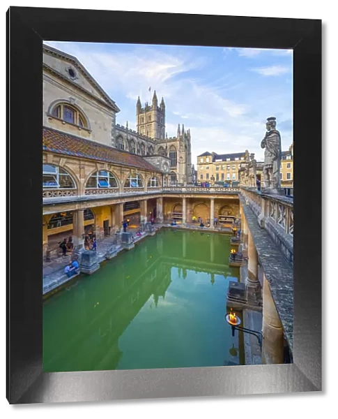 The Roman Baths and Bath Cathedral, Bath, Somerset, England