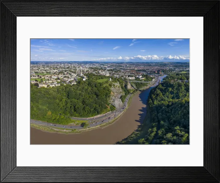 Framed Print : Aerial view over the Avon Gorge and Clifton Suspension Bridge, Bristol, England Framed Print : Aerial view over the Avon Gorge and Clifton Suspension Bridge, Bristol, England
