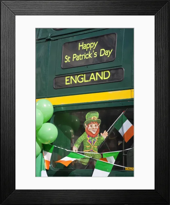 Framed Print : England, London, Picadilly, St Patricks Day parade