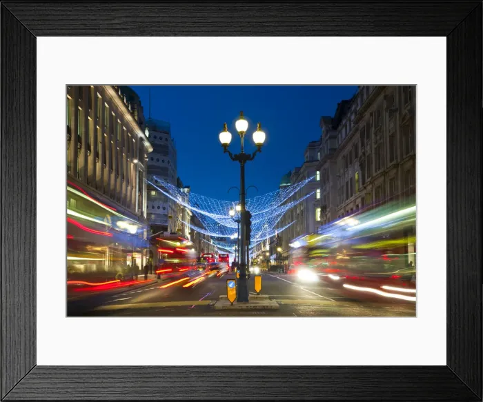 Framed Print : UK, England, London, Regents Street, Christmas Lights and Taxi Framed Print : UK, England, London, Regents Street, Christmas Lights and Taxi
