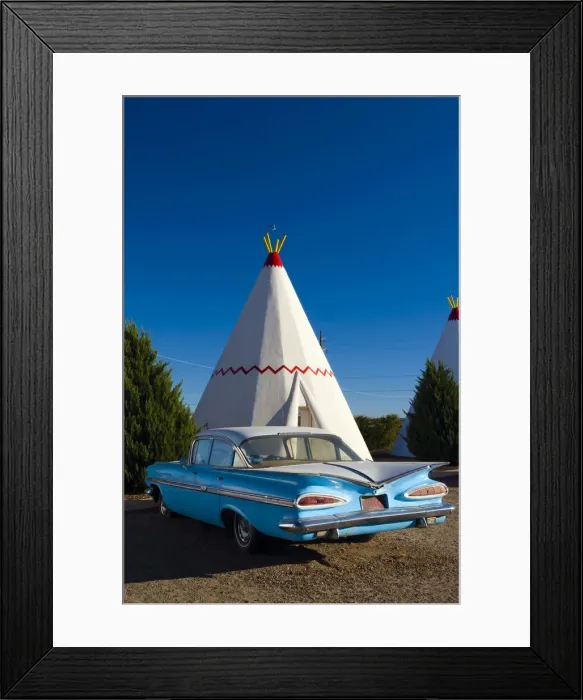 Framed Print : USA, Arizona, Holbrook, Route 66, Wigwam Motel, Chevrolet Impala