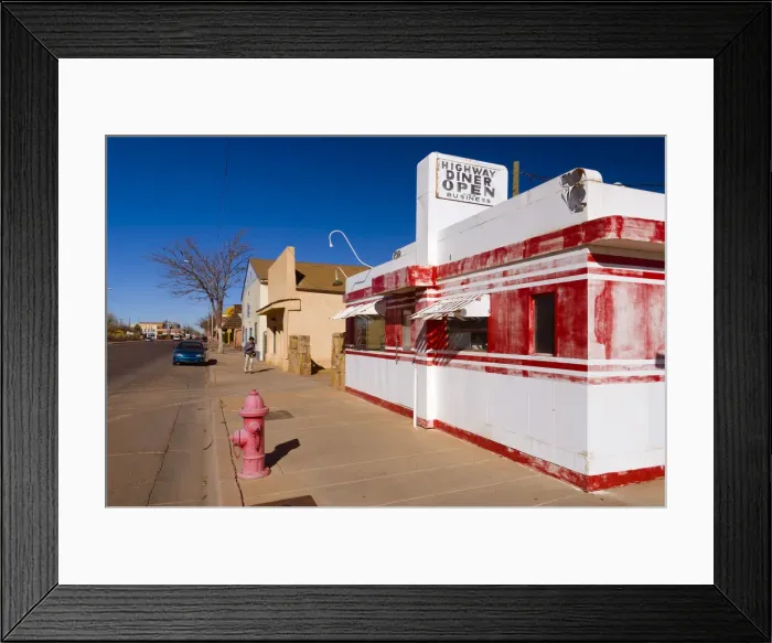 Framed Print : USA, Arizona, Winslow, Highway Diner (a Valentine Diner)