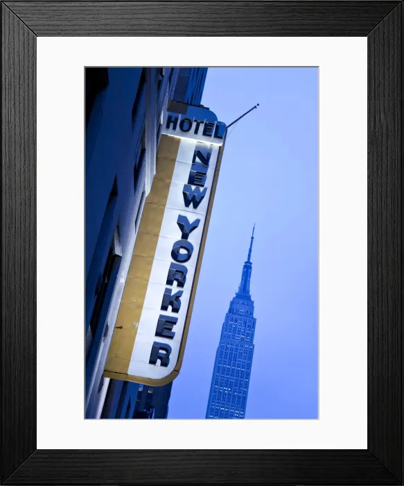 Framed Print : USA, New York City, Manhattan, New Yorker Hotel and Empire State Building Framed Print : USA, New York City, Manhattan, New Yorker Hotel and Empire State Building